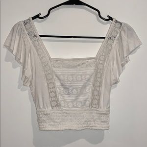 Forever 21 White Lace Square Neck Crop Top